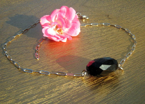 OBSIDIAN stone men pendant Necklace EMF Protection, healing crystal, silver chain stainless steel/cord/leather handmade necklace Men /couple Gift