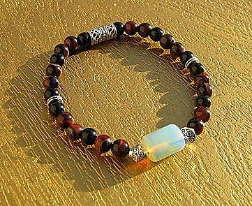 CAMELYS MAGIC 4 MEN - Men stone OPAL Bracelet red TIGER EYE Onyx Tourmaline Hematite Moonstone, Handmade bracelet men gift
