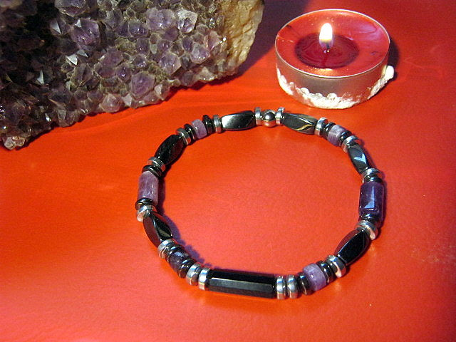 Camelys magic 4Men - Men bracelet AMETHYST Tourmaline Healing protection stone, handmade bracelet Men gift