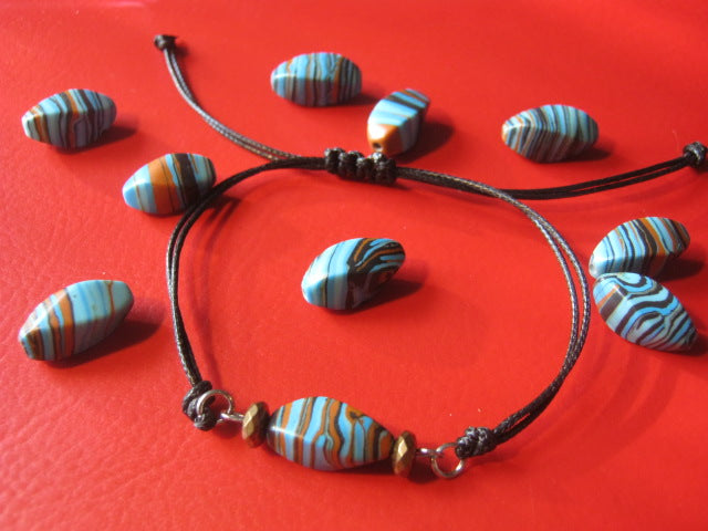 Men TURQUOISE zebra stone bracelet thin Cord slice knot Bracelet, Healing crystal, Stack slim set surfer Handmade bracelet men gift