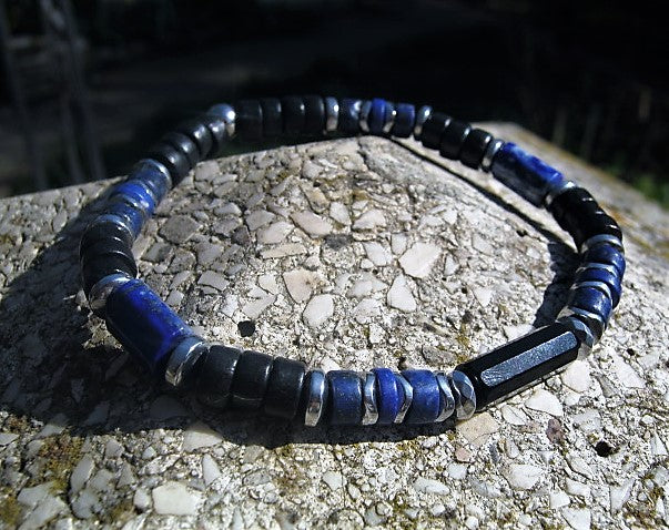 Men Bracelet LAPIS LAZULI Tourmaline Turquoise Obsidian Onyx Protection stone, handmade bracelet men gift
