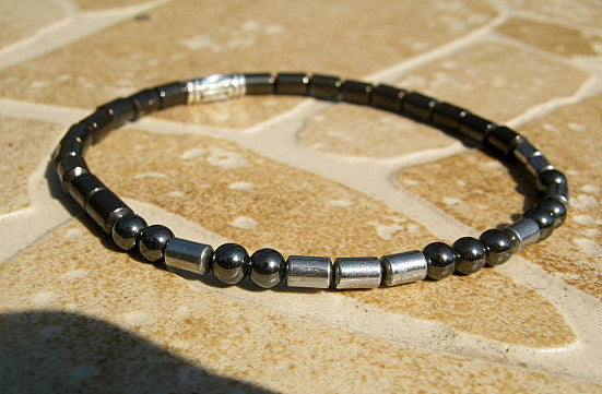 Custom MORSE CODE men/women hematite Bracelet, I love you Secret Message, Healing protection gemstone Men handmade slim bracelet Men gift