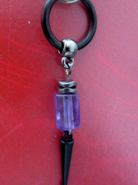 Men Earring AMETHYST stone & Hematite stone, Dangle Hoop/ clip on black, mono single unisex stone Handmade earring men gift