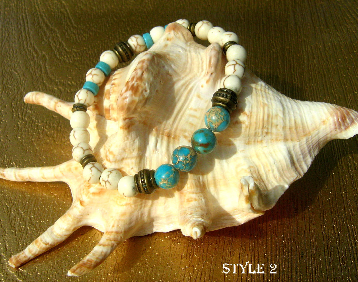 Men TURQUOISE Imperial JASPER Bracelet white Howlite, Healing stone, handmade bracelet men gift
