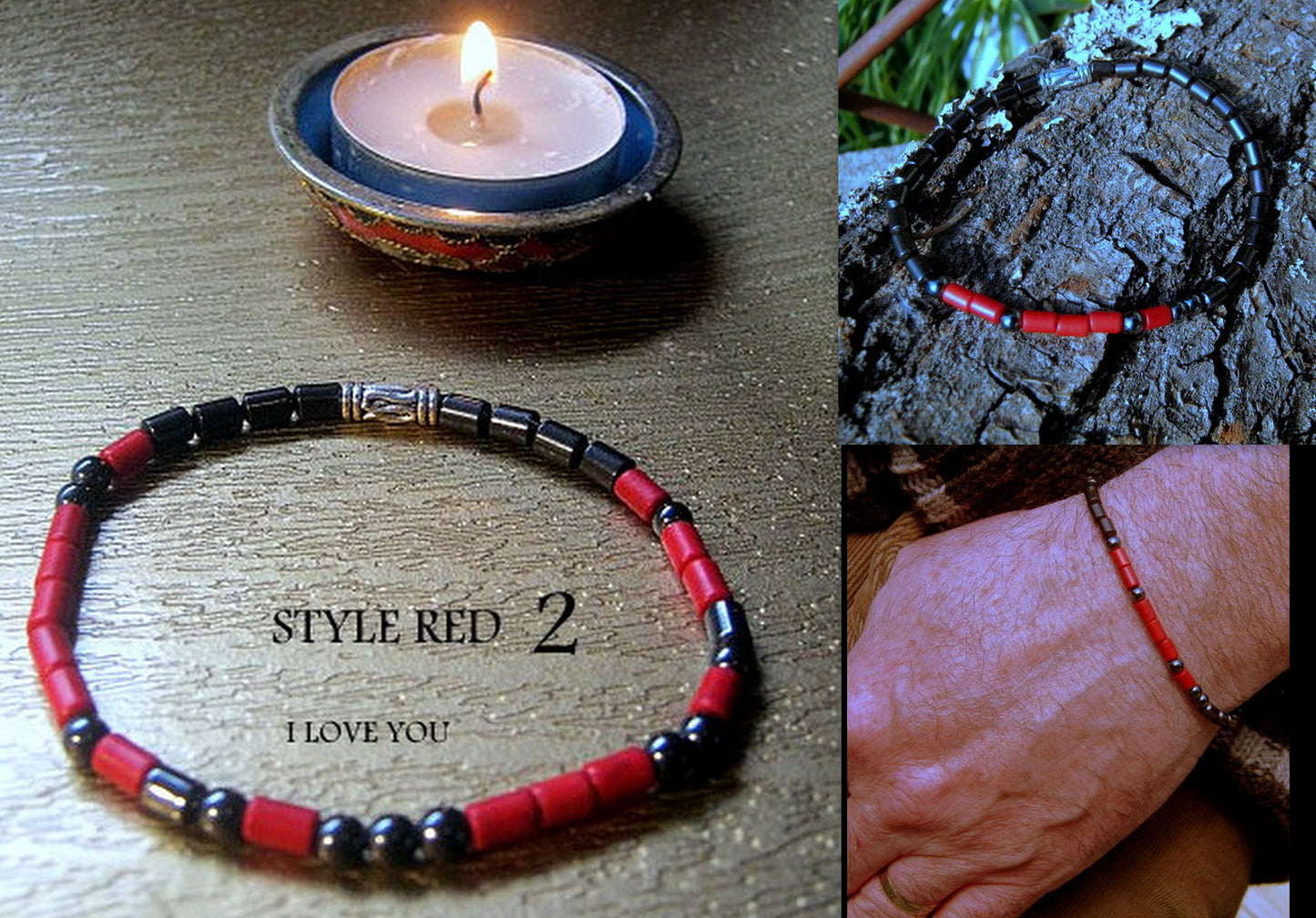 Custom MORSE CODE men/women Bracelet, Hematite & white/ red Coral, I love you Secret Message, Healing protection stone Men handmade slim bracelet Men gift