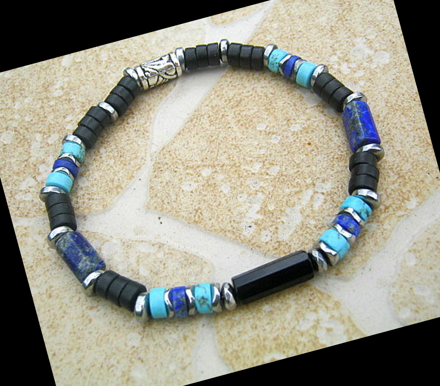 CAMELYS MAGIC 4 MEN - Men Bracelet LAPIS LAZULI Lava Tourmaline Turquoise Onyx Protection stone, handmade bracelet men gift