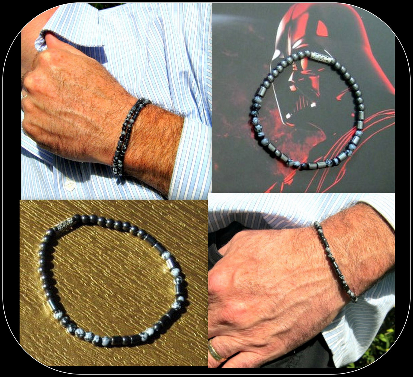 Custom MORSE CODE men/women Hematite Obsidian Bracelet, I love you Secret Message, Healing protection gemstone Men handmade slim bracelet Men gift