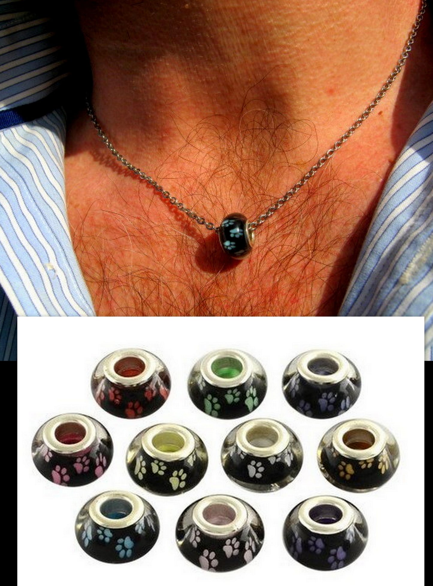 Men Earring pet dog cat paw print, donut , Dangle Hoop/ clip on black, Handmade earring men women gift