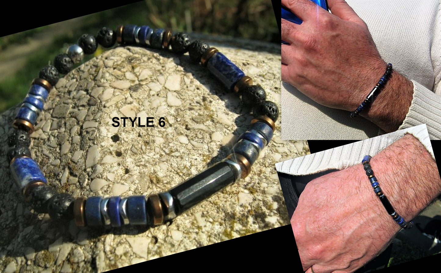 CAMELYS MAGIC 4 MEN - Men Bracelet LAPIS LAZULI Lava Tourmaline Turquoise Onyx Protection stone, handmade bracelet men gift