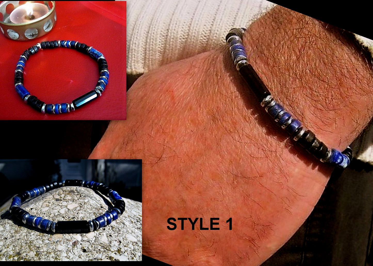 CAMELYS MAGIC 4 MEN - Men Bracelet LAPIS LAZULI Lava Tourmaline Turquoise Onyx Protection stone, handmade bracelet men gift