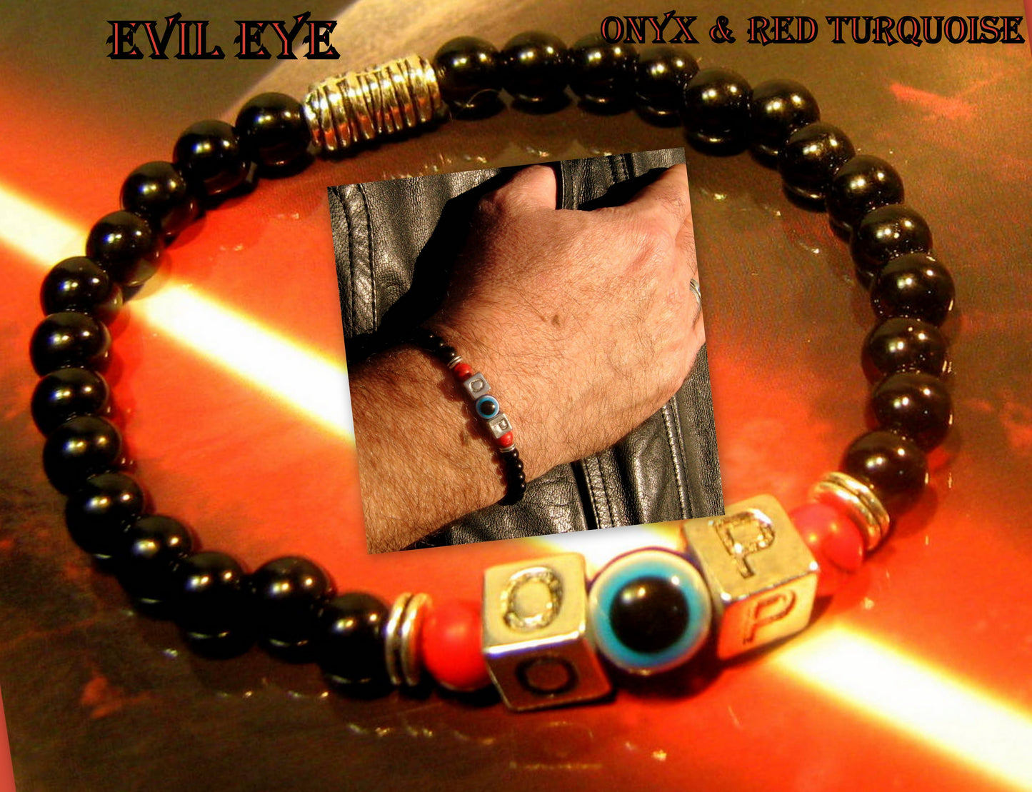 Men/ Woman Evil Eye stone Personalized BRACELET for Protection White shell Onyx Turquoise Lava hematite Handmade bracelet men gift