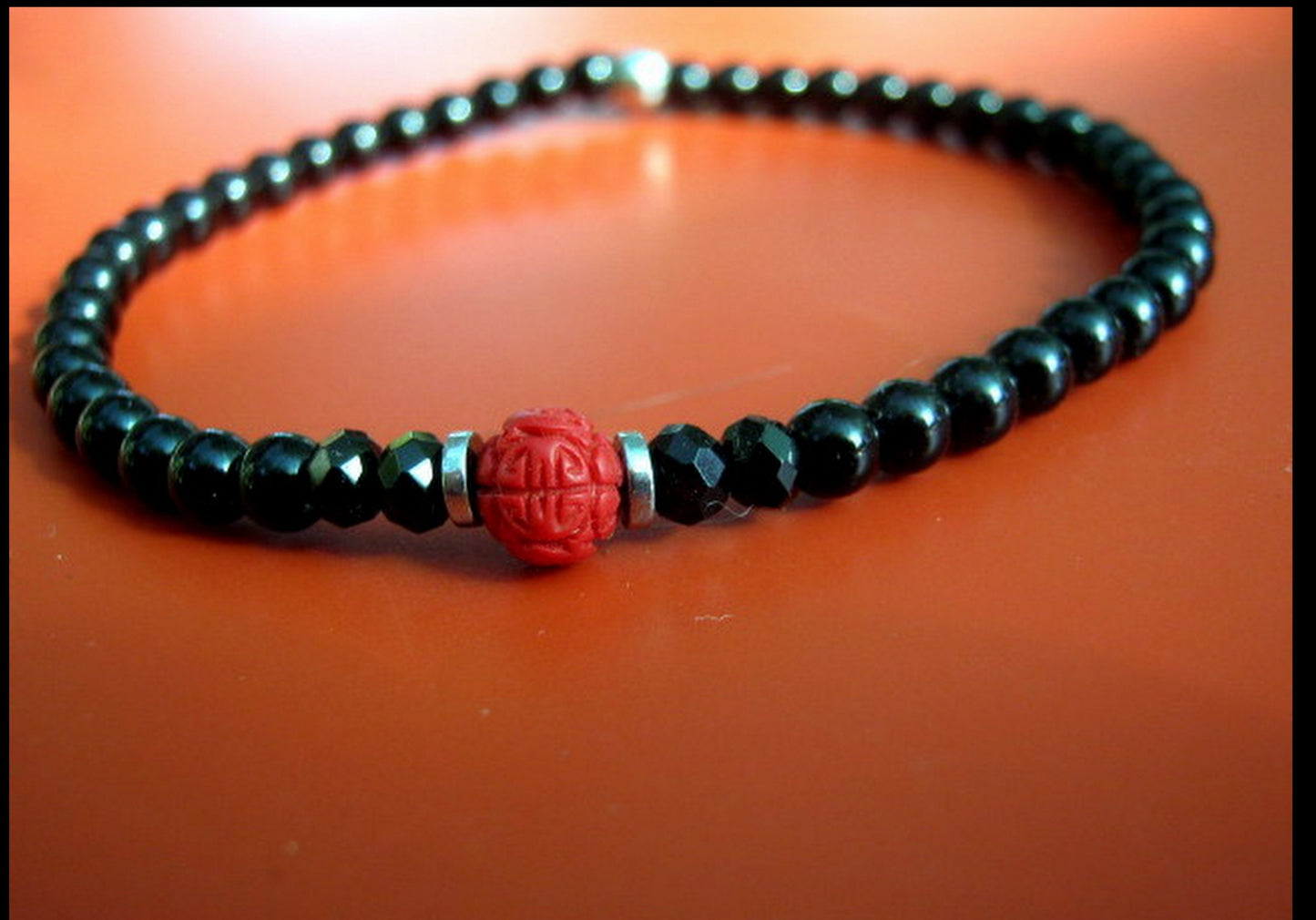 Men bracelet tiny gemstones-Coral Onyx Tourmaline Spinel black Diamonds, silver st 925, protection mantra stone handmade slim bracelet men gift