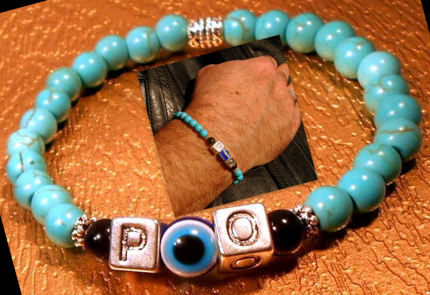 Men/ Woman Evil Eye stone Personalized BRACELET for Protection White shell Onyx Turquoise Lava hematite Handmade bracelet men gift