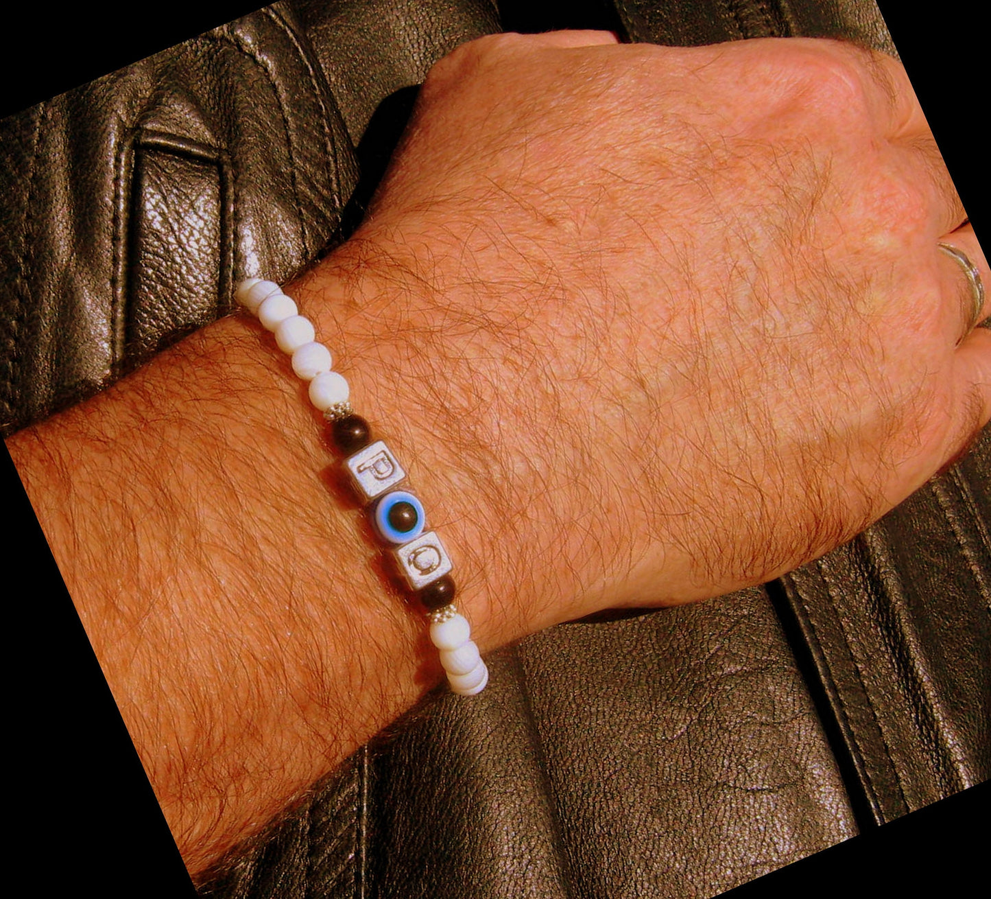Men/ Woman Evil Eye stone Personalized BRACELET for Protection White shell Onyx Turquoise Lava hematite Handmade bracelet men gift