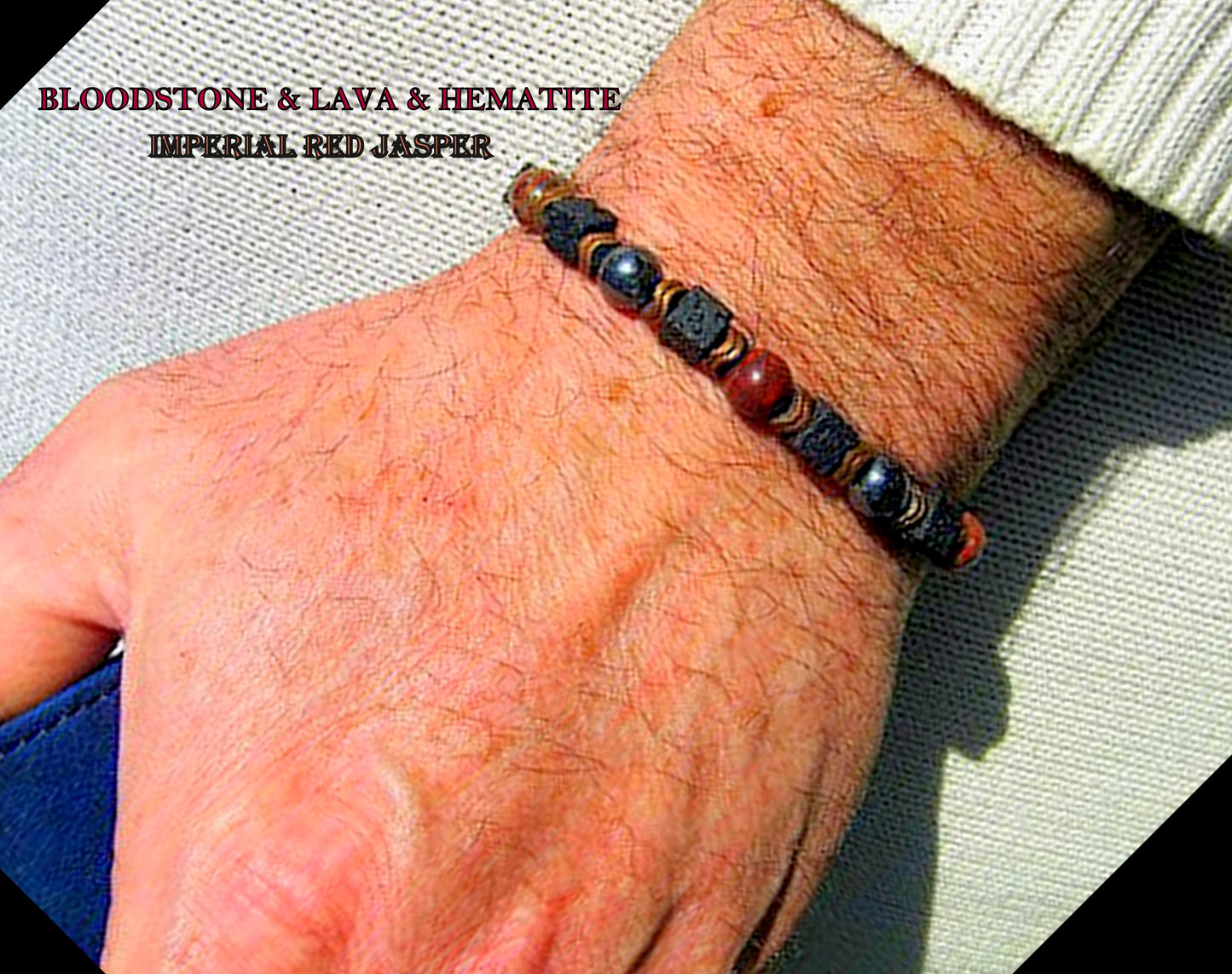 Men BRACELET Red JASPER& BLOODSTONE Tourmaline Hematite Onyx  Lava Prosperity protection Fertility Bracelet.Healing stone, handmade bracelet men gift