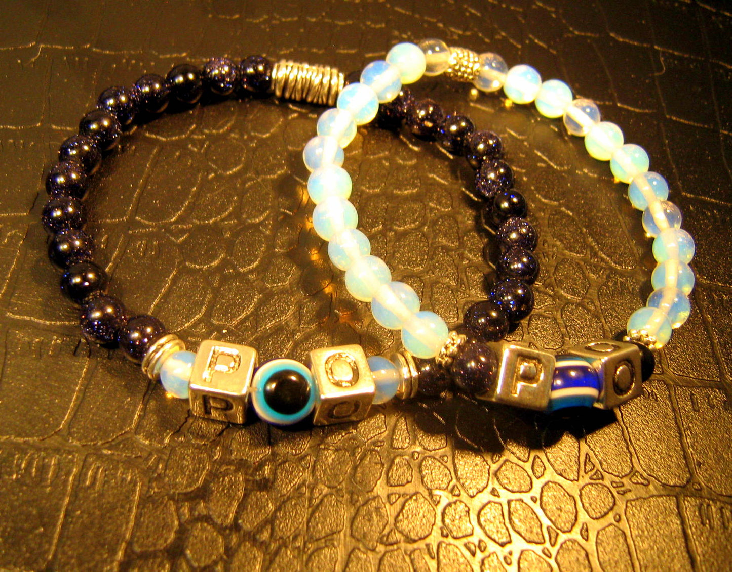 COUPLE Evil Eye stone custom BRACELETS for Protection, Handmade bracelet men women couple gift