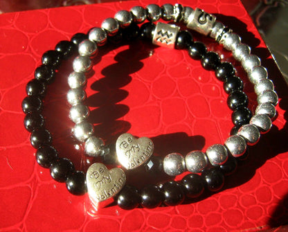Engagement COUPLE stone Bracelets "Be my Valentine", Heart LOVE, Handmade bracelet men women couple gift
