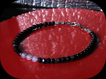 Men tiny OPAL Moonstone Onyx Tourmaline Spinel Black Diamond bracelet, protection precious which stone handmade slim bracelet men gift
