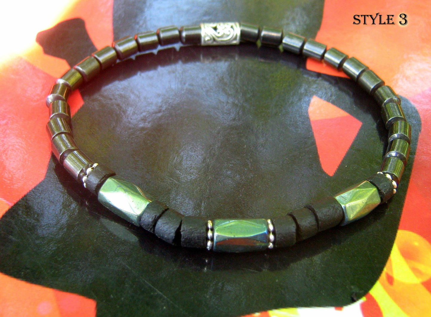 Men green Hematite Onyx coco wood Bracelet Healing stone, handmade bracelet men gift