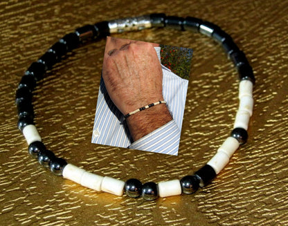 Custom MORSE CODE men/women hematite white Coral Bracelet, I love you Secret Message, Healing protection gemstone Men handmade slim bracelet Men gift