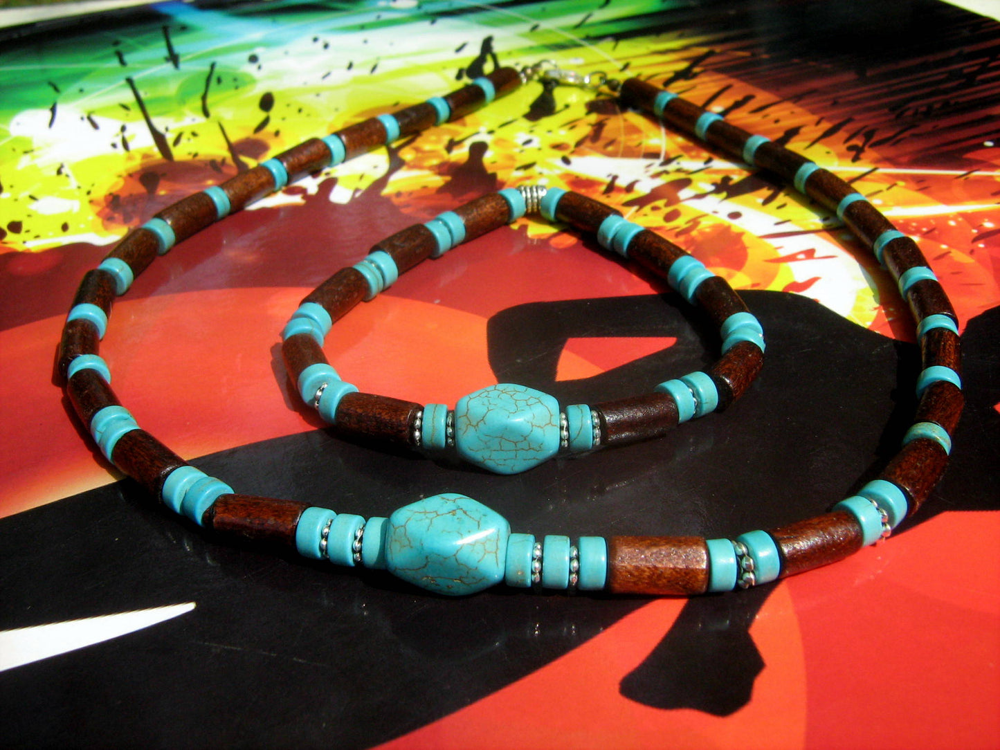 CAMELYS MAGIC 4 MEN - Men Necklace Turquoise stone Cocowood beads Tribal bohemian handmade necklace Men Gift