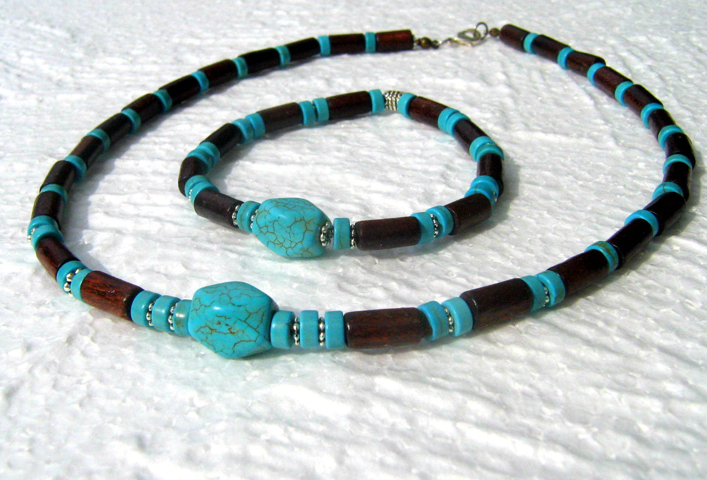 CAMELYS MAGIC 4 MEN - Men Necklace Turquoise stone Cocowood beads Tribal bohemian handmade necklace Men Gift