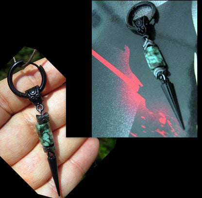 CAMELYS MAGIC 4 MEN - Men Earring African turquoise & Hematite stone black Spike Dangle Hoop/ clip on, Handmade earring men gift