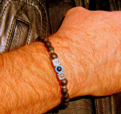 Men/ Woman Evil Eye stone Personalized BRACELET for Protection White shell Onyx Turquoise Lava hematite Handmade bracelet men gift
