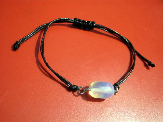Men Opal stone Lava Hematite bracelet thin Cord black red slice knot Bracelet, Healing crystal, Stack slim set surfer Handmade bracelet men gift
