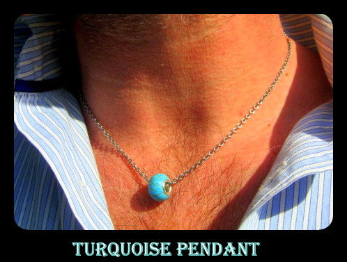 TURQUOISE stone men pendant Necklace EMF Protection, healing crystal, chain stainless steel handmade necklace Men Gift