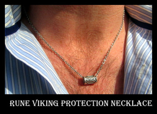 Men viking RUNE pendant protection Necklace, chain stainless steel, Handmade necklace Men Gift