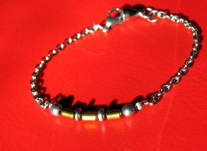 Men/women Bracelet gold Hematite & Stainless steel chain, Healing protection stone Men handmade slim bracelet Men gift