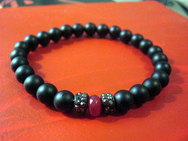 CAMELYS MAGIC 4 MEN - Men RUBY Black Lava Onyx Hematite bracelet, protection abundance stone handmade bracelet men gift