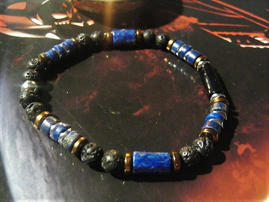 CAMELYS MAGIC 4 MEN - Men Bracelet LAPIS LAZULI Lava Tourmaline Turquoise Onyx Protection stone, handmade bracelet men gift