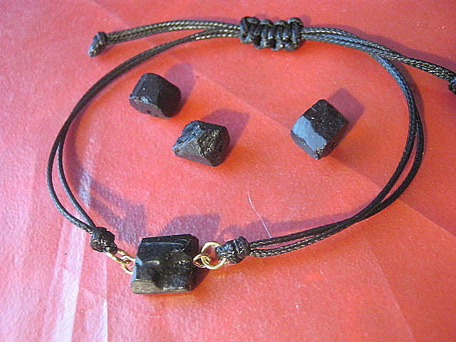 TOURMALINE stone men slim bracelet Cord slice knot, Protection stone, minimalist surfer Handmade bracelet Men/women/couple gift,