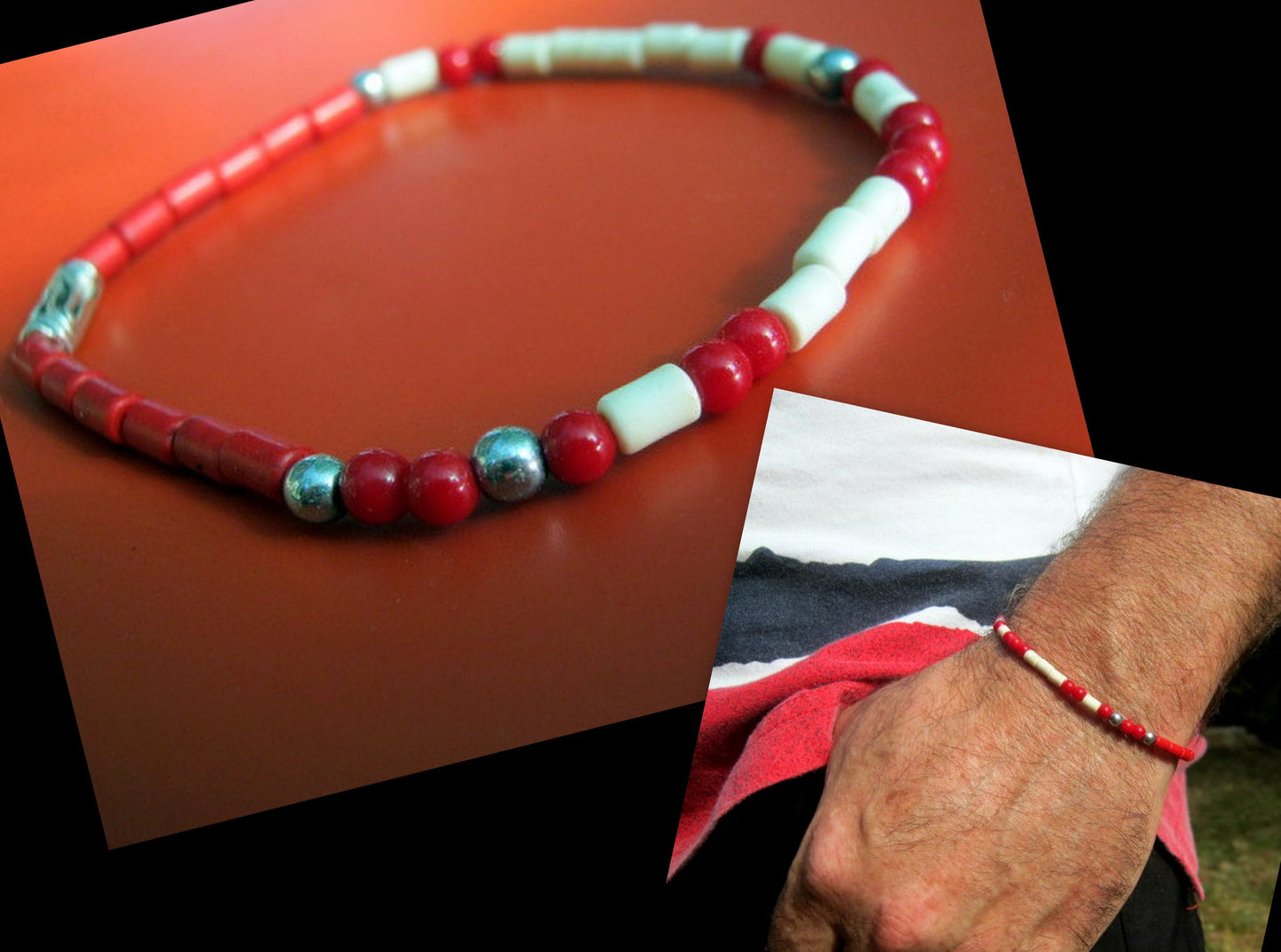 Custom MORSE CODE men/women Bracelet, Hematite & white/ red Coral, I love you Secret Message, Healing protection stone Men handmade slim bracelet Men gift