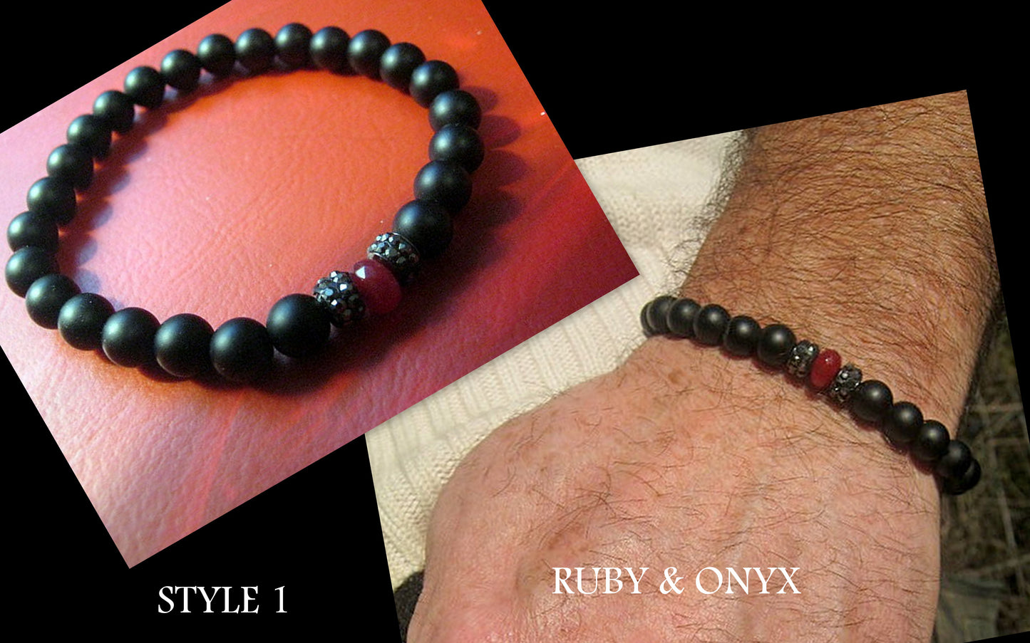 CAMELYS MAGIC 4 MEN - Men RUBY Black Lava Onyx Hematite bracelet, protection abundance stone handmade bracelet men gift
