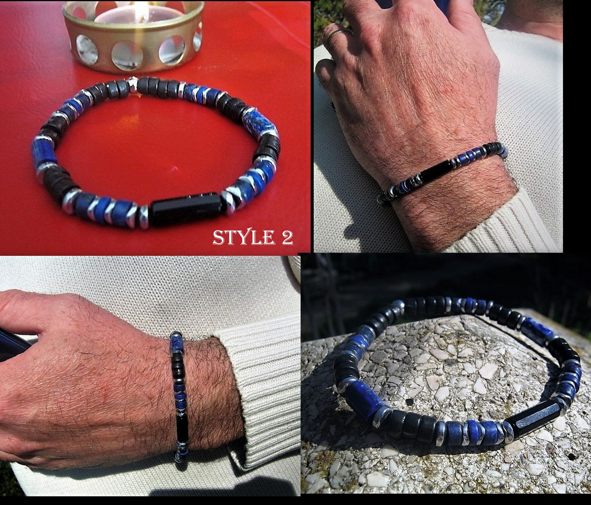 CAMELYS MAGIC 4 MEN - Men Bracelet LAPIS LAZULI Lava Tourmaline Turquoise Onyx Protection stone, handmade bracelet men gift