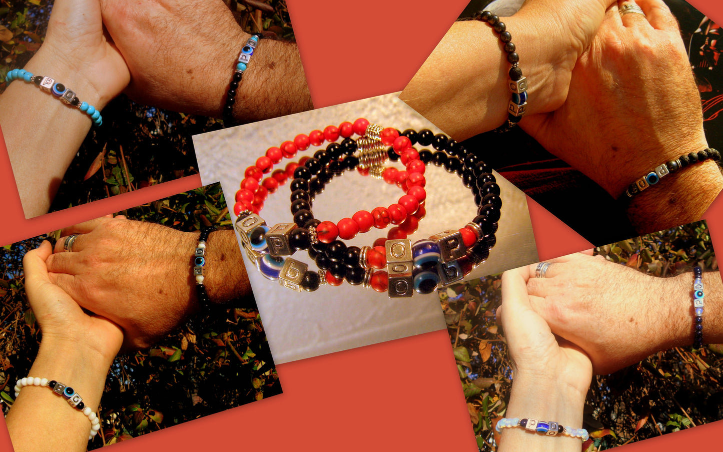 COUPLE Evil Eye stone custom BRACELETS for Protection, Handmade bracelet men women couple gift